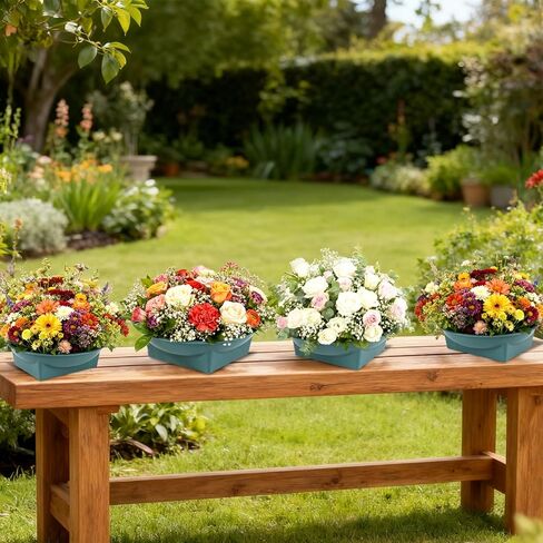 36 Pcs Floral Arrangement Bowls - 6.3 Inch Plastic Design Trays with Water Reservoir, Round Top & Square Base - Secure Green Containers for Wedding Centerpieces, Party & DIY Florist Supplies (No Foam) in Saudi Arabia