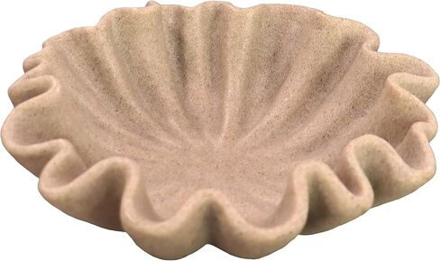 ديكور وعاء زخرفي كبير مصنوع يدويًا مقاس 10 بوصات، أوعية صدفية مصنوعة يدويًا لديكور المنزل الحديث، ديكور مكشكش، وعاء مفاتيح لطاولة الدخول، وعاء فواكه مزخرف لعداد المطبخ، حجر صناعي أبيض حليبي in Kuwait