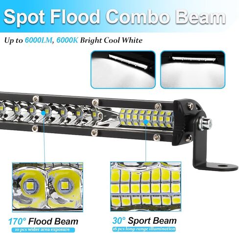 LIGBT 2Pcs 11 Inch 78W Slim LED Light Bar Single Row 26LED White Spot Flood Combo Beam Fog Driving Lamp Off Road Lights Bar Slim for Trucks UTV SUV Jeep ATV in Saudi Arabia
