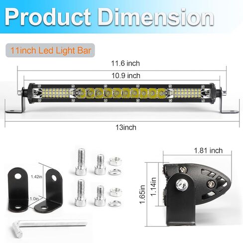 LIGBT 2Pcs 11 Inch 78W Slim LED Light Bar Single Row 26LED White Spot Flood Combo Beam Fog Driving Lamp Off Road Lights Bar Slim for Trucks UTV SUV Jeep ATV in Saudi Arabia