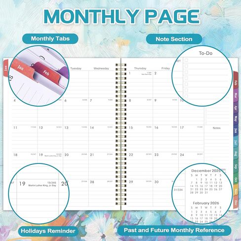 2026 Planner - 2026 Planner Weekly and Monthly, January 2026 - December 2026, 8.5" x 11", Calendar Planner 2026 with Colorful Monthly Tabs, Twin-wire Binding, Holidays, Back Pocket in Saudi Arabia