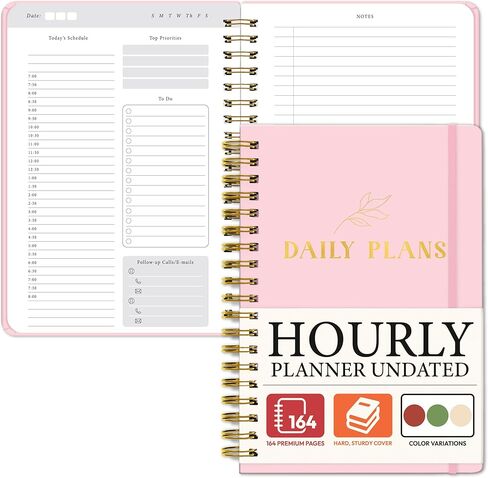 مخطط أسبوعي غير مؤرخ - دفتر ملاحظات مخطط يومي بسيط للعمل والمنزل والكتابة اليومية | مخطط بسيط غير لامع للأهداف والمواعيد والملاحظات والإنتاجية، صفحات بطاقات أنيقة، وردي in Kuwait