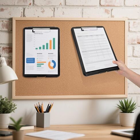 YOUEON 8 قطع من الحافظة البلاستيكية مع مساحة تخزين، ألواح حافظات بحجم الحروف مع مشبك منخفض الشكل، لوح مشبك للرضاعة مقاوم للماء مع حامل أقلام وفتحة جانبية للمكتب والمدرسة والمعلم، أسود in Saudi Arabia