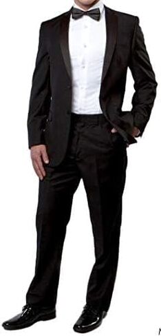 New Men's 5 Piece (Shirt, Bowtie & Cummerbund) Super 140's Slim Fit Tuxedo Suit in Kuwait