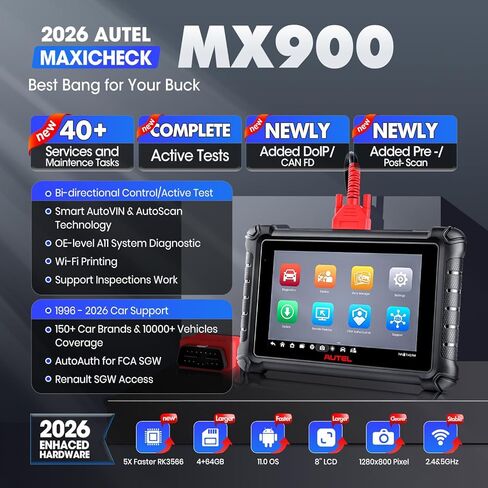 Autel MaxiCheck MX900: Same as MK900, 2024 Bidirectional Scan Tool, 3000+ Active Test, Up of MK808BT MK808S MX808S MS906, 40+ Reset, CAN-FD/DoIP, Scan VIN/License in Kuwait