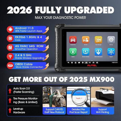 Autel MaxiCheck MX900: Same as MK900, 2024 Bidirectional Scan Tool, 3000+ Active Test, Up of MK808BT MK808S MX808S MS906, 40+ Reset, CAN-FD/DoIP, Scan VIN/License in Kuwait