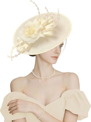 قبعات Kidukso Fascinator أغطية الرأس لقبعات ديربي 1920s غطاء رأس عتيق لحفلات الشاي وحفلات الكوكتيل والكنيسة in Kuwait
