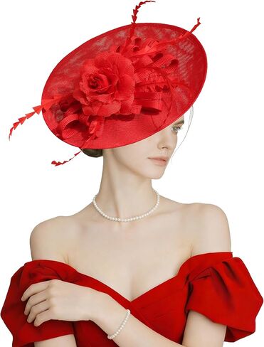 قبعات Kidukso Fascinator أغطية الرأس لقبعات ديربي 1920s غطاء رأس عتيق لحفلات الشاي وحفلات الكوكتيل والكنيسة in Kuwait