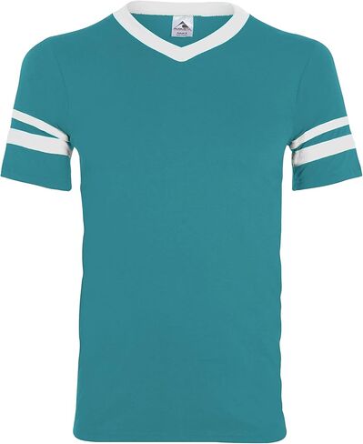 قميص رجالي من Augusta Sportswear بأكمام مخططة، أبيض/أحمر، 3X-Large US in Saudi Arabia