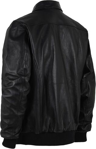 Men's Black Genuine Lambskin Bomber Motorcycle Leather Jacket | Button-Up Closure | Dual-Side Pockets in Saudi Arabia