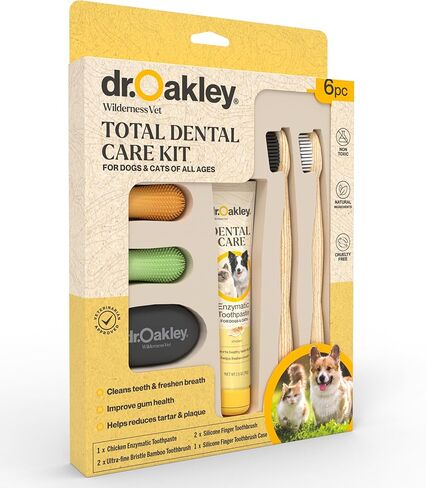 Total Dental Care Kit for Dogs & Cats: Chicken Flavor -Toothpaste, Brushes, and Case in Kuwait