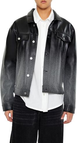 Forever 21 Men's Ombre Faux Leather Moto Jacket in Saudi Arabia
