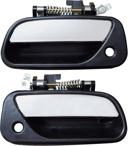 Exterior Door Handle Compatible with 1993-1998 Toyota T100, Driver & Right Side Replaces 80871, 69220-34020, 80870, 69210-34020, Black Bezel w/Chrome Lever in Saudi Arabia