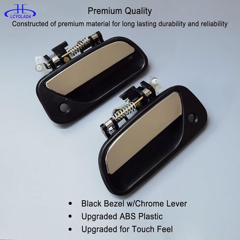 Exterior Door Handle Compatible with 1993-1998 Toyota T100, Driver & Right Side Replaces 80871, 69220-34020, 80870, 69210-34020, Black Bezel w/Chrome Lever in Saudi Arabia