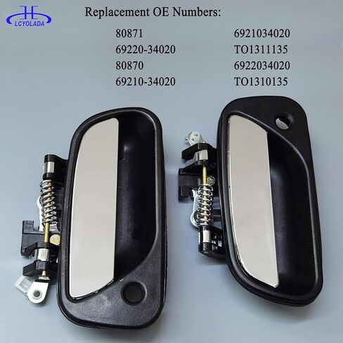 Exterior Door Handle Compatible with 1993-1998 Toyota T100, Driver & Right Side Replaces 80871, 69220-34020, 80870, 69210-34020, Black Bezel w/Chrome Lever in Saudi Arabia