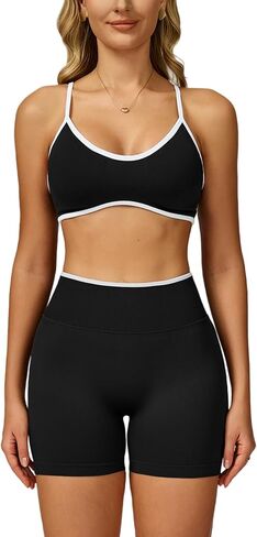 مجموعات تجريب للنساء قطعتين حمالة صدر رياضية سلسة الألوان عالية الخصر للتحكم في البطن شورت لراكبي الدراجات النارية ملابس رياضية لليوجا in Kuwait