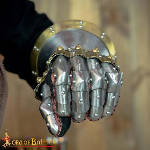 قفازات الساعة الرملية الفولاذية من العصور الوسطى من Lord of Battles من القرن الرابع عشر من أجل LARP وإعادة تمثيلها - حماية فارس أصلية مصنوعة يدويًا - مقياس 16 in Saudi Arabia