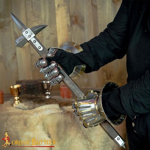قفازات الساعة الرملية الفولاذية من العصور الوسطى من Lord of Battles من القرن الرابع عشر من أجل LARP وإعادة تمثيلها - حماية فارس أصلية مصنوعة يدويًا - مقياس 16 in Saudi Arabia