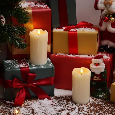 Homemory Dripping Wax Flameless Candles, Battery Operated Candles with Remote Control and Timers, LED Pillar Candles, Electric Fake Candles, 3" x 6", Set of 2 in Kuwait