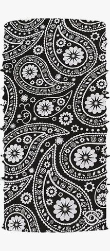 Multifunctional Neck Gaiter Bandana, Black and White Paisley Pattern, Floral Design in Saudi Arabia
