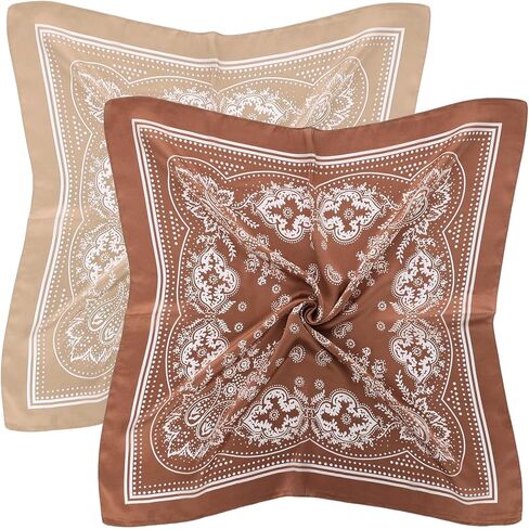 2 Pcs 27.5 Inches Satin Head Scarf Hair Scarf for Women Men Vintage Head Scarf Bandana Silk Wrap Neck Square Scarves in Saudi Arabia