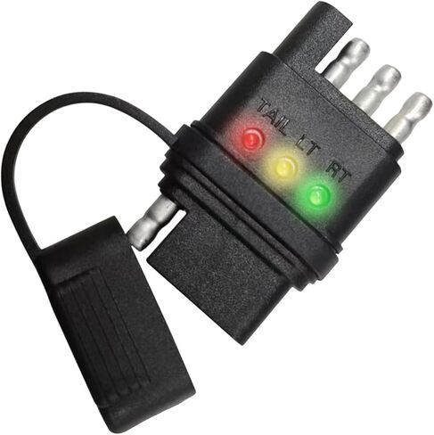 4-Pin Flat Trailer Wiring Tester - 4 Way Male&Female Plug Trailer Light Wire Circuit Tester with Indicators, Double End 4-Wire Trailer Plug Adapter for Turn Signal Tail Lights Troubleshooting in Saudi Arabia