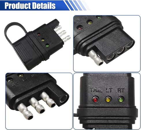 4-Pin Flat Trailer Wiring Tester - 4 Way Male&Female Plug Trailer Light Wire Circuit Tester with Indicators, Double End 4-Wire Trailer Plug Adapter for Turn Signal Tail Lights Troubleshooting in Saudi Arabia