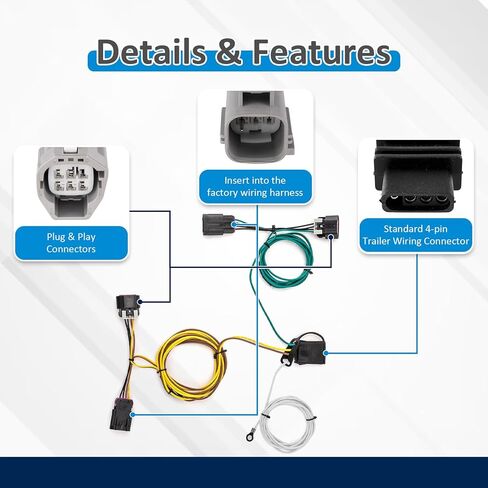 Wsays 4-Pin Trailer Wiring Harness Plug & Play Compatible with Chevrolet Equinox 2010-2017 Fit GMC Terrain 2010-2017 in Saudi Arabia