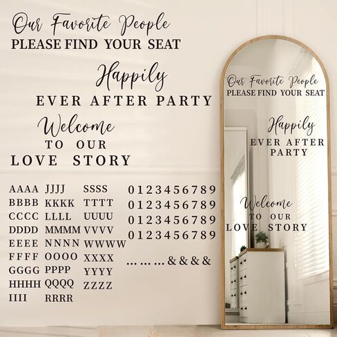 4 Pcs Wedding Mirror Welcome Sign Decal Seating Chart Stickers DIY Wedding Party Supplies Removable Vinyl Letter Decals for Bridal Shower Marriage Reception (Welcome,Black) in Saudi Arabia