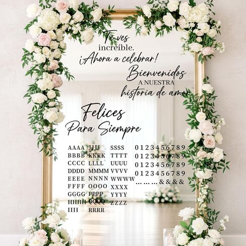 4 Pcs Wedding Mirror Welcome Sign Decal Seating Chart Stickers DIY Wedding Party Supplies Removable Vinyl Letter Decals for Bridal Shower Marriage Reception (Welcome,Black) in Saudi Arabia