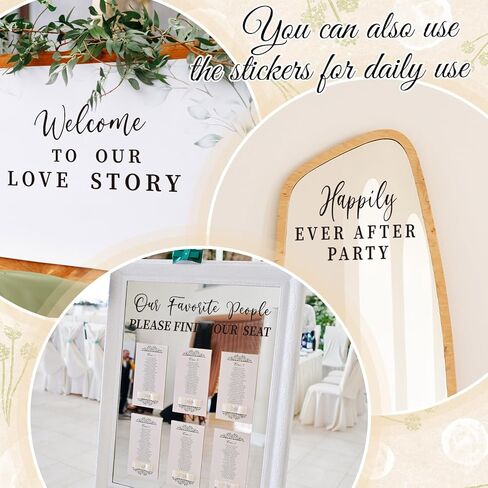 4 Pcs Wedding Mirror Welcome Sign Decal Seating Chart Stickers DIY Wedding Party Supplies Removable Vinyl Letter Decals for Bridal Shower Marriage Reception (Welcome,Black) in Saudi Arabia