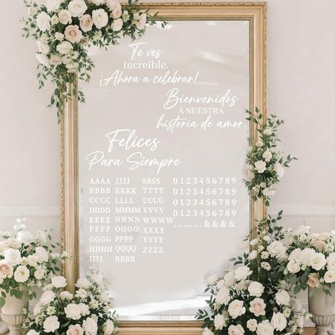 4 Pcs Wedding Mirror Welcome Sign Decal Seating Chart Stickers DIY Wedding Party Supplies Removable Vinyl Letter Decals for Bridal Shower Marriage Reception (Welcome,Black) in Saudi Arabia