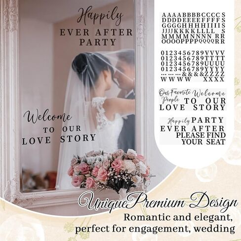 4 Pcs Wedding Mirror Welcome Sign Decal Seating Chart Stickers DIY Wedding Party Supplies Removable Vinyl Letter Decals for Bridal Shower Marriage Reception (Welcome,Black) in Saudi Arabia