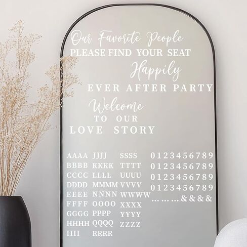 4 Pcs Wedding Mirror Welcome Sign Decal Seating Chart Stickers DIY Wedding Party Supplies Removable Vinyl Letter Decals for Bridal Shower Marriage Reception (Welcome,Black) in Saudi Arabia