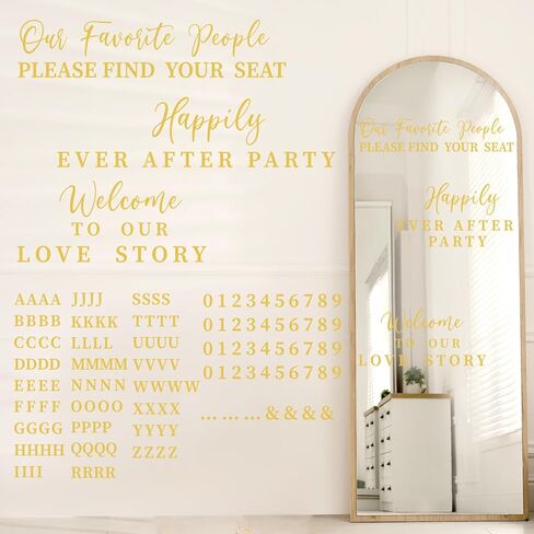 4 Pcs Wedding Mirror Welcome Sign Decal Seating Chart Stickers DIY Wedding Party Supplies Removable Vinyl Letter Decals for Bridal Shower Marriage Reception (Welcome,Black) in Saudi Arabia