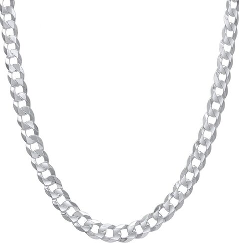 Aka Gioielli - Italian 925 Sterling Silver 11mm Curb Cuban Link Chain - Solid Sterling Silver Necklace for Men and Women - Made in Italy in Saudi Arabia