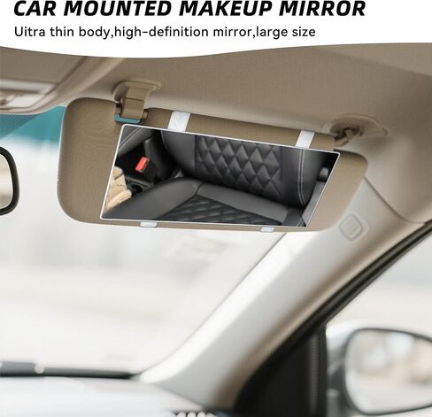 Car Sun Visor Vanity Mirror, HD Cosmetic Makeup Mirrors with Straps, Large Vehicle Interior Sun-Shading Vanity Mirror, Universal Car Accessories for SUV, Sedan, Truck (White) in Saudi Arabia