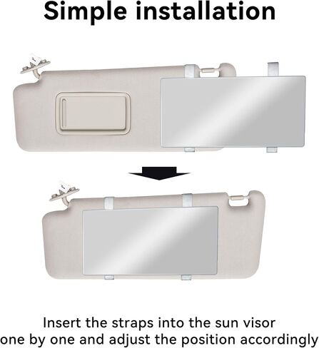 Car Sun Visor Vanity Mirror, HD Cosmetic Makeup Mirrors with Straps, Large Vehicle Interior Sun-Shading Vanity Mirror, Universal Car Accessories for SUV, Sedan, Truck (White) in Saudi Arabia