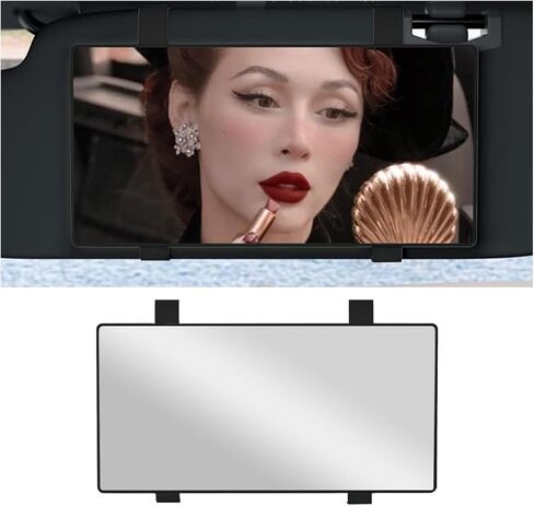 Car Sun Visor Vanity Mirror, HD Cosmetic Makeup Mirrors with Straps, Large Vehicle Interior Sun-Shading Vanity Mirror, Universal Car Accessories for SUV, Sedan, Truck (White) in Kuwait