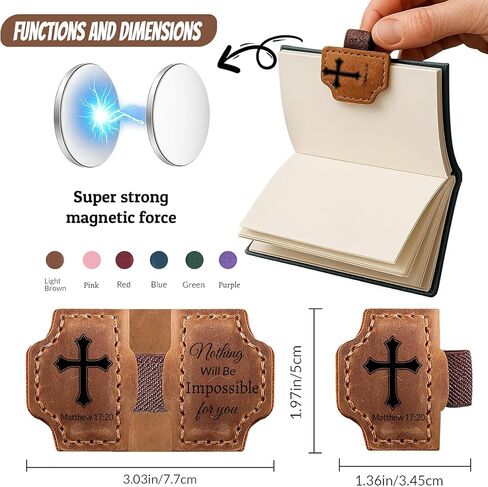 Personalized Leather Bookmark with Pen Holder - Magnetic Bible Verse Design, Christian Book Lovers Reading Accessory, for Book Lovers Men Women (Brown, Psalm 119:105) in Saudi Arabia