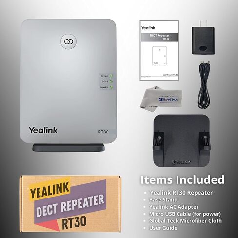 Yealink RT30 Wirlesss DECT Repeater Basestation - لـ W52P، W56P، W56H، W70B، W70P، DD10K، W60P، W60B، الهواتف اللاسلكية المتوافقة: W73H، W78H، W57R، W59R، W53H، W56H، مع قماش Teck العالمي in Saudi Arabia