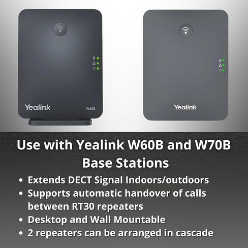 Yealink RT30 Wirlesss DECT Repeater Basestation - لـ W52P، W56P، W56H، W70B، W70P، DD10K، W60P، W60B، الهواتف اللاسلكية المتوافقة: W73H، W78H، W57R، W59R، W53H، W56H، مع قماش Teck العالمي in Saudi Arabia