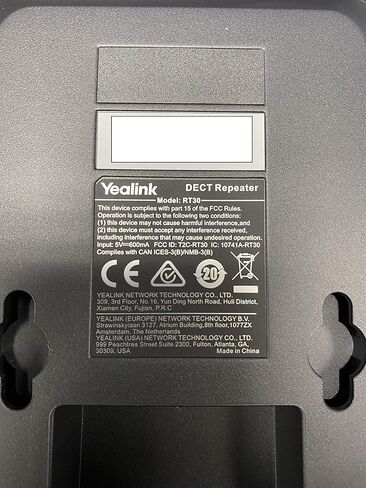 Yealink RT30 Wirlesss DECT Repeater Basestation - لـ W52P، W56P، W56H، W70B، W70P، DD10K، W60P، W60B، الهواتف اللاسلكية المتوافقة: W73H، W78H، W57R، W59R، W53H، W56H، مع قماش Teck العالمي in Saudi Arabia