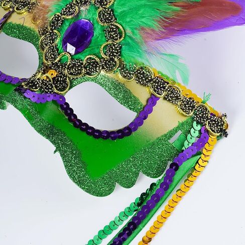 Sucrain Carnival Masquerade Mask and 71 Inch Mardi Gras Feather Boa for Women Costume Party Supplies in Saudi Arabia