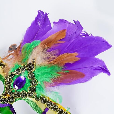 Sucrain Carnival Masquerade Mask and 71 Inch Mardi Gras Feather Boa for Women Costume Party Supplies in Saudi Arabia