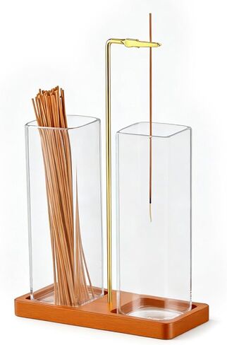 2 in 1 Incense Holder, Upside Down Glass Incense Holder for Sticks, Anti-Ash Incense Burner with Ash Catcher & Incense Storage for Meditation Yoga Spa Home Decor (Square) in Kuwait