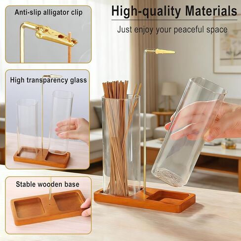 2 in 1 Incense Holder, Upside Down Glass Incense Holder for Sticks, Anti-Ash Incense Burner with Ash Catcher & Incense Storage for Meditation Yoga Spa Home Decor (Square) in Kuwait