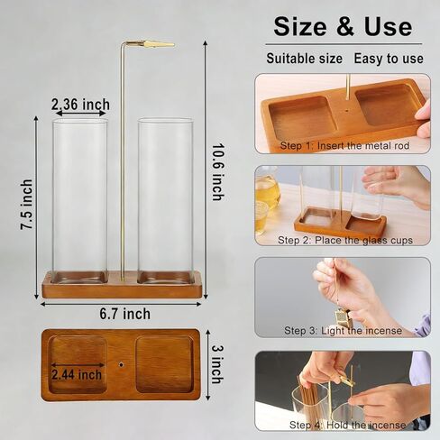 2 in 1 Incense Holder, Upside Down Glass Incense Holder for Sticks, Anti-Ash Incense Burner with Ash Catcher & Incense Storage for Meditation Yoga Spa Home Decor (Square) in Kuwait