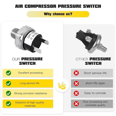 New Air Pressure Switch 120-150 PSI 1/4"-18 NPT DC 24V 12V Air Compressor Pressure Switch 120PSI 150PSI AC 120V in Saudi Arabia