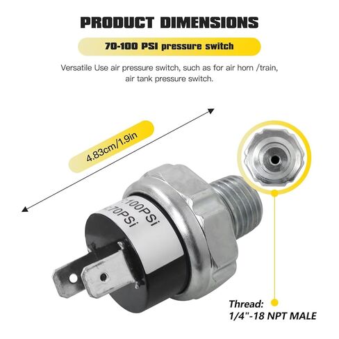مفتاح ضغط الهواء الجديد 70-100 PSI 1/4 "-18 NPT DC 24V 12V ضاغط الهواء 100PSI 70PSI in Saudi Arabia